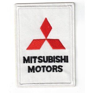 (5) Mitsubishi Racing Motorsports White Logo 4x3in Patch Iron / Sew-On